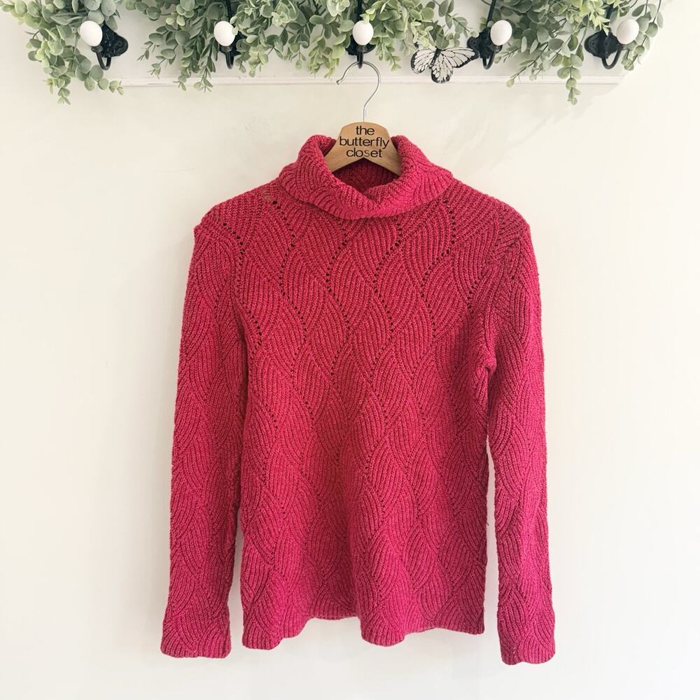 Sundance Champlain Turtleneck Sweater Womens Red Long Sleeve Knit Pullover S